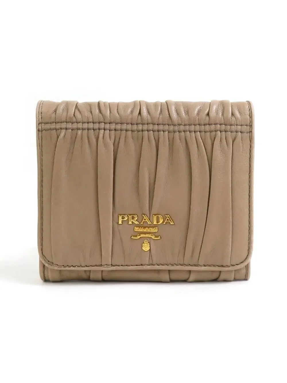Auth Prada Trifold Wallet Beige #280411P17B